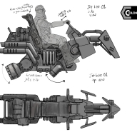 Colony 87 Bounty Hunter 1 on Jetbike - side and top views