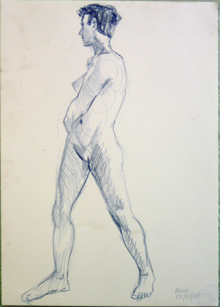 life drawing in coloured pencil - 'Rosie' 09-03-17-02