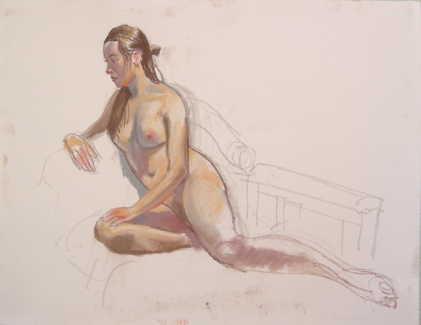 life drawing in pastels - 'Ally' 30-06-2016