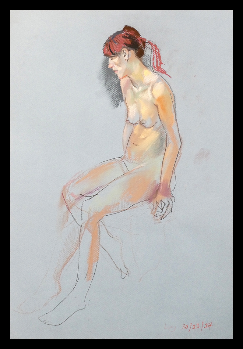 life drawing in pastels - 'Lucia', 30-11-17