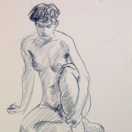 life drawing in coloured pencil - 'Rosie' 09-03-17