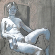 life drawing in pastels on prepared paper - 'Agnete', 05-01-17