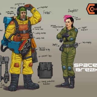 Colony 87 Spaceship Breaker family - father, daughter Colony 87 Spaceship Breaker family - father, daughter