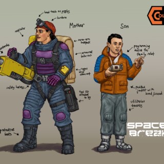 Colony 87 Spaceship Breaker family - mother, son Colony 87 Spaceship Breaker family - mother, son